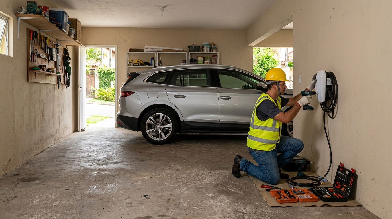 Instalacao de carregador de carro eletrico residencial em Salvador‑BA