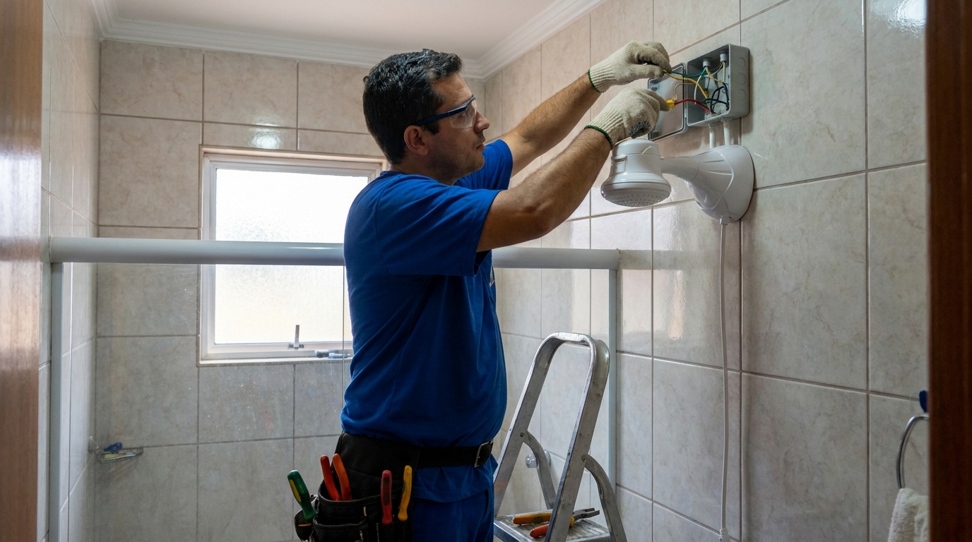 Instalacao de chuveiro eletrico profissional em Salvador‑BA