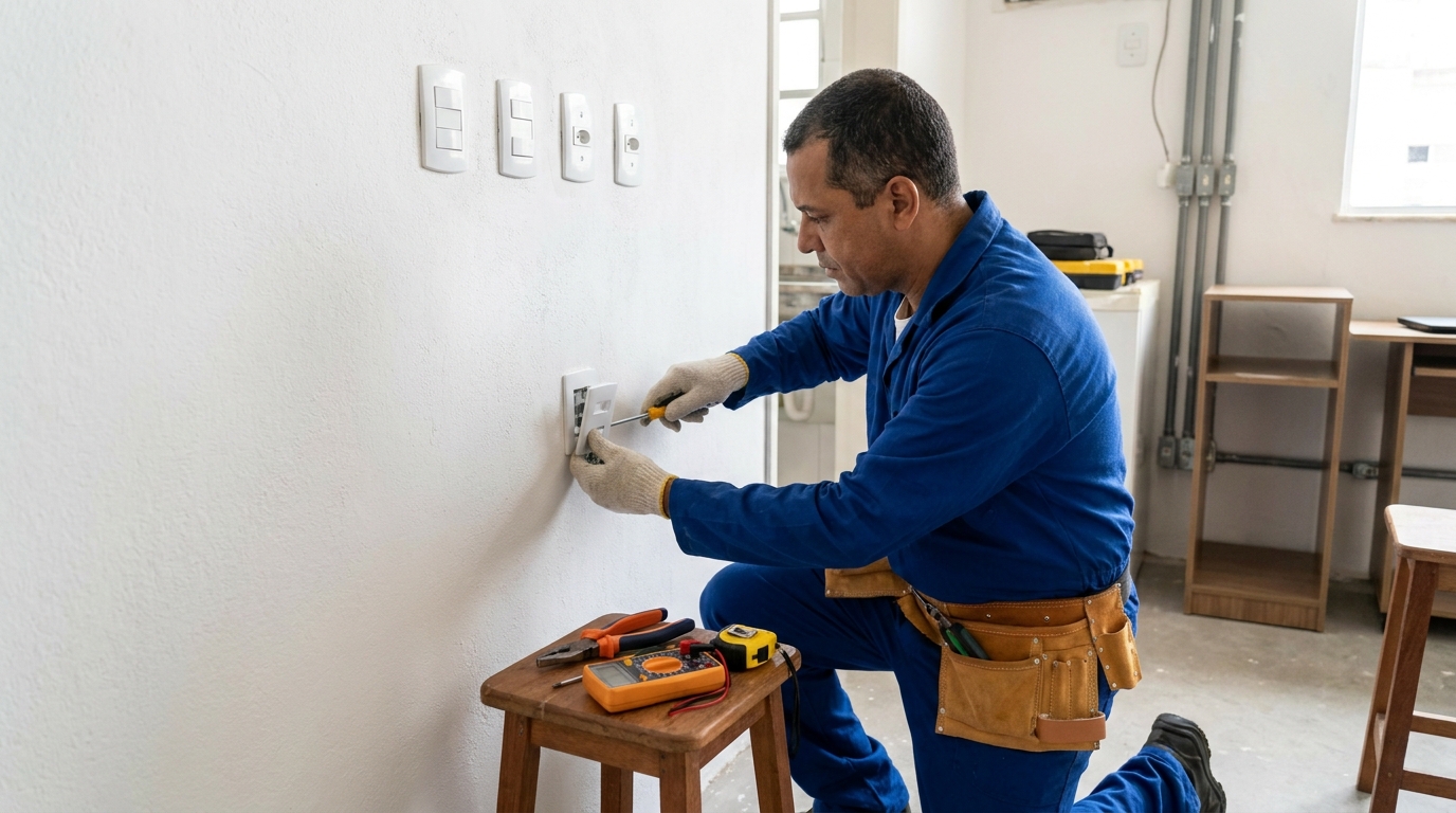 Instalacao de tomada e interruptor profissional em Salvador‑BA