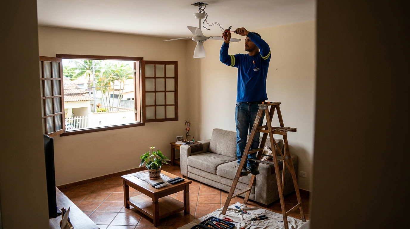 Instalacao de ventilador de teto profissional em Salvador‑BA