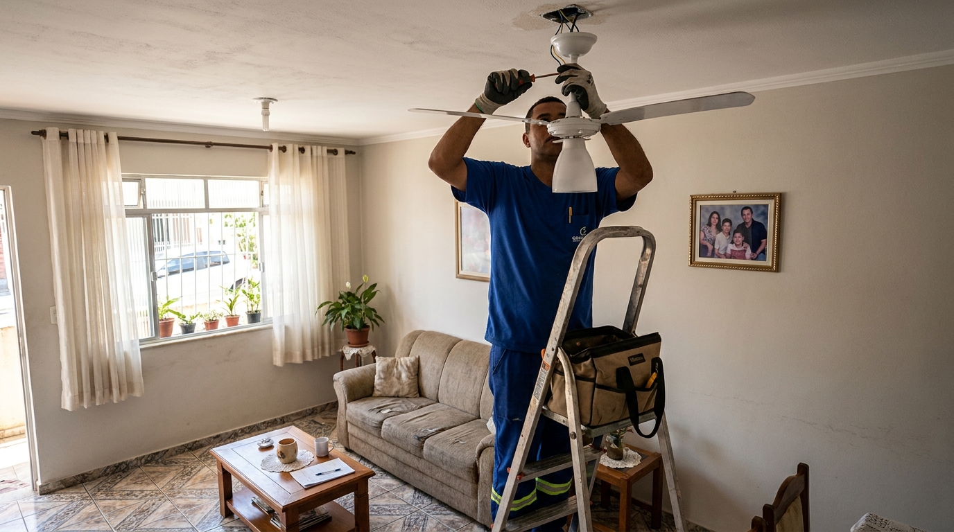 Instalacao de ventilador de teto residencial em Salvador‑BA
